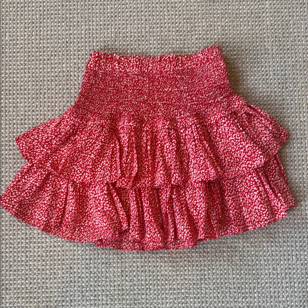 Red Ruffled Mini Skirt for Cocktail Nights